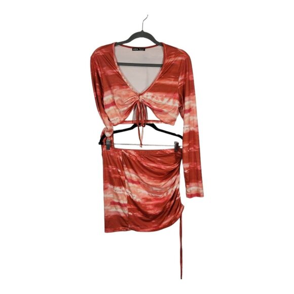 Shein Tie Dye Knot Front Top With Drawstring Bodycon Skirt - Size XL - Picture 3 of 15